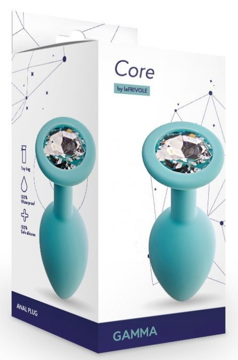 Аквамариновая анальная пробка с прозрачным кристаллом Gamma M - 8,1 см. - Le Frivole - купить с доставкой в Благовещенске