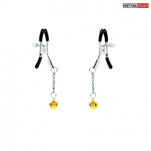 Оригинальные зажимы на соски с желтыми шариками - Notabu - купить с доставкой в Благовещенске