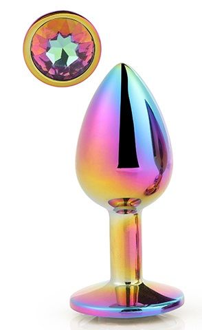 Голографическая анальная втулка с радужным кристаллом - 7,1 см. - Dream Toys - купить с доставкой в Благовещенске