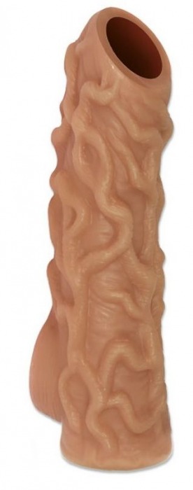 Телесная насадка с венками и открытой головкой Nude Sleeve M - 12 см. - KOKOS - в Благовещенске купить с доставкой