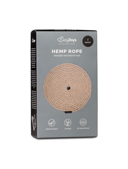 Пеньковая веревка для связывания Hemp Rope - 5 м. - Easy toys - купить с доставкой в Благовещенске