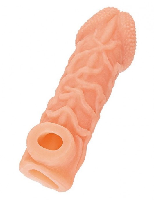 Телесная закрытая насадка с венками Cock Sleeve Size S - 13,8 см. - KOKOS - в Благовещенске купить с доставкой