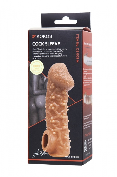 Телесная закрытая насадка с пучками шишечек Cock Sleeve Size M - 15,6 см. - KOKOS - в Благовещенске купить с доставкой