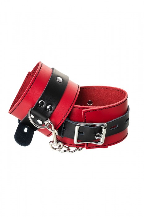 Красно-черные оковы на ноги из кожи - ToyFa - купить с доставкой в Благовещенске