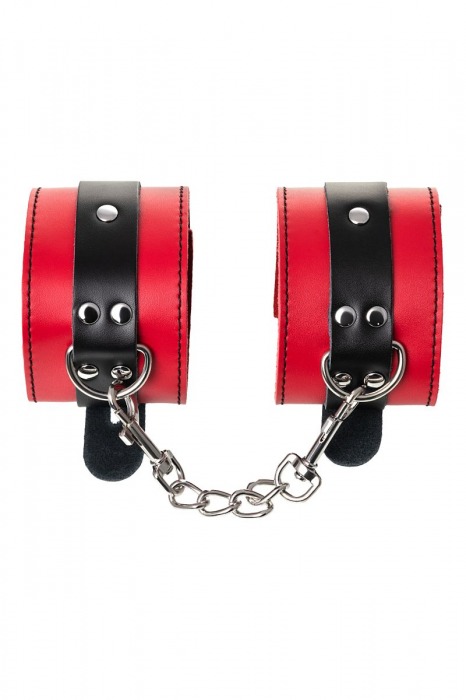Красно-черные оковы на ноги из кожи - ToyFa - купить с доставкой в Благовещенске
