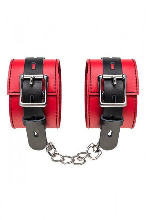 Красно-черные оковы на ноги из кожи - ToyFa - купить с доставкой в Благовещенске