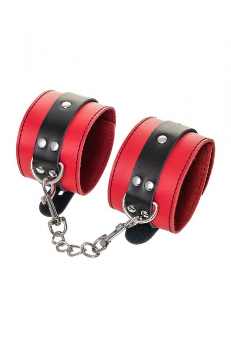Красно-черные оковы на ноги из кожи - ToyFa - купить с доставкой в Благовещенске