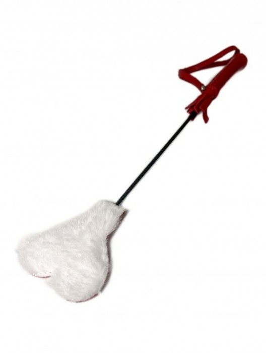 Красно-белый кожаный мини-стек - 36 см. - БДСМ Арсенал - купить с доставкой в Благовещенске