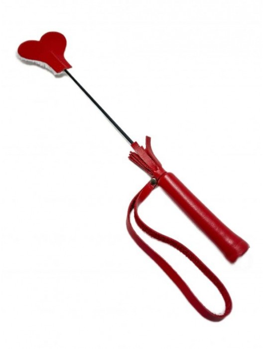 Красно-белый кожаный мини-стек - 36 см. - БДСМ Арсенал - купить с доставкой в Благовещенске