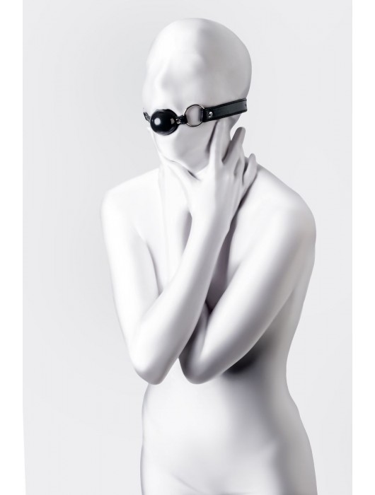 Черный кляп-шар на кожаных ремешках Anonymo - ToyFa - купить с доставкой в Благовещенске