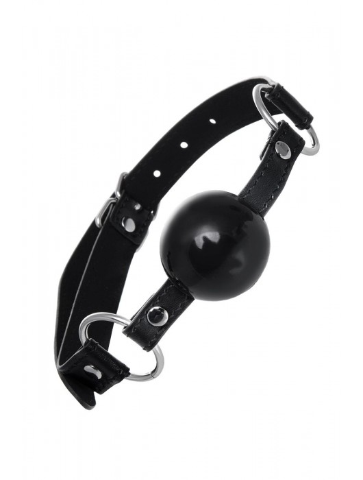 Черный кляп-шар на кожаных ремешках Anonymo - ToyFa - купить с доставкой в Благовещенске