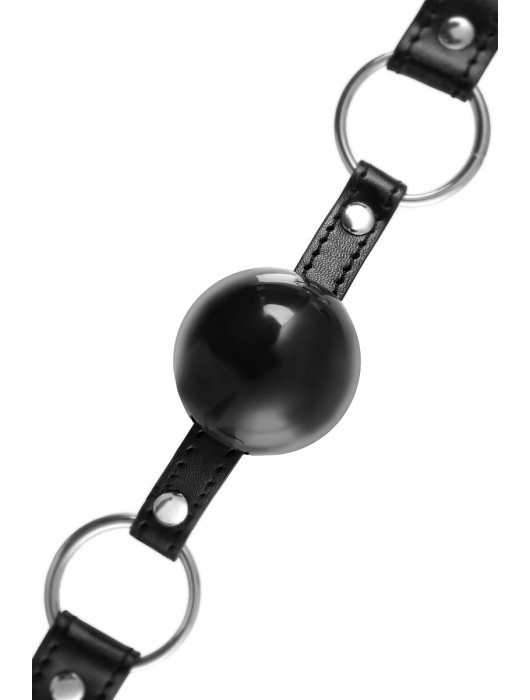 Черный кляп-шар на кожаных ремешках Anonymo - ToyFa - купить с доставкой в Благовещенске