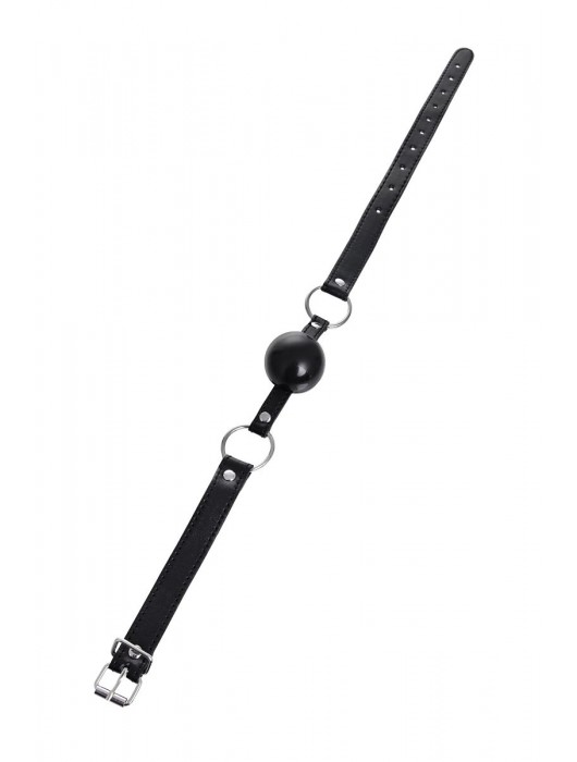 Черный кляп-шар на кожаных ремешках Anonymo - ToyFa - купить с доставкой в Благовещенске