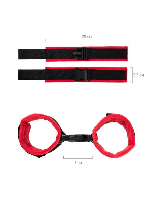 Красно-черные велюровые оковы Anonymo - ToyFa - купить с доставкой в Благовещенске