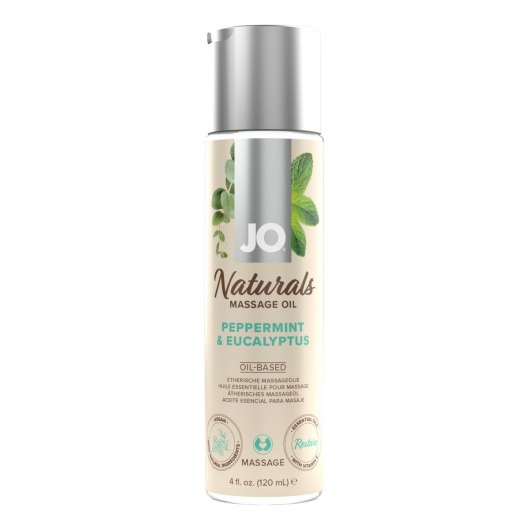 Массажное масло с ароматом перечной мяты и эвкалипта JO Naturals Peppermint   Eucalyptus - 120 мл. - System JO - купить с доставкой в Благовещенске