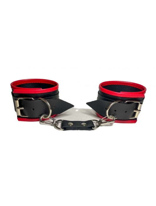 Черно-красные наручники из эко-кожи - БДСМ Арсенал - купить с доставкой в Благовещенске