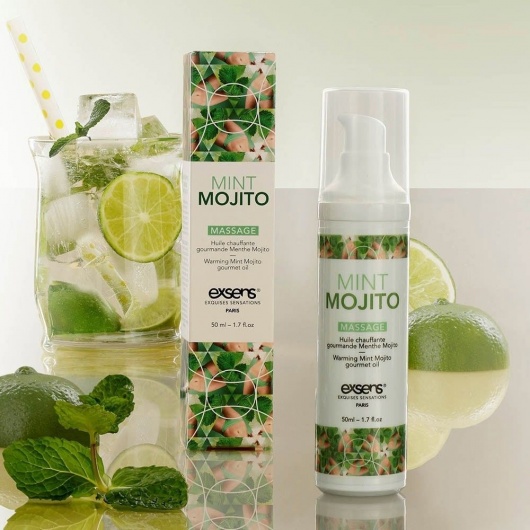 Разогревающее массажное масло с ароматом мохито Gourmet Mint Mojito - 50 мл. - Exsens - купить с доставкой в Благовещенске