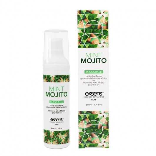 Разогревающее массажное масло с ароматом мохито Gourmet Mint Mojito - 50 мл. - Exsens - купить с доставкой в Благовещенске