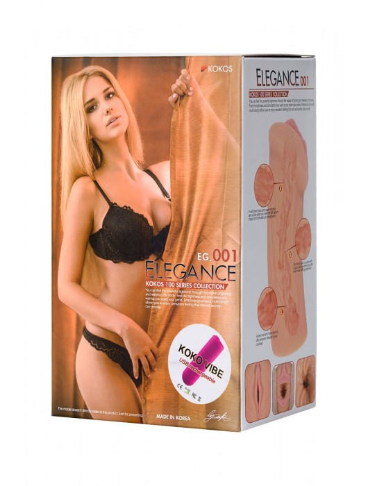 Реалистичный мастурбатор-вагина телесного цвета Elegance.001 с вибрацией - KOKOS - в Благовещенске купить с доставкой