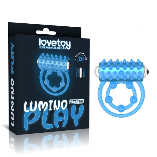 Голубое, светящееся в темноте виброкольцо Lumino Play Vibrating Penis Ring - Lovetoy - в Благовещенске купить с доставкой