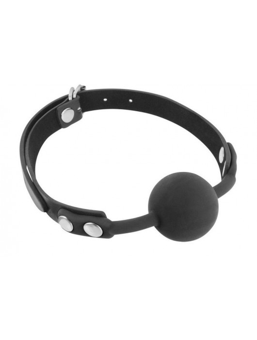 Черный силиконовый кляп-шарик на ремешках - Fetish Tentation - купить с доставкой в Благовещенске