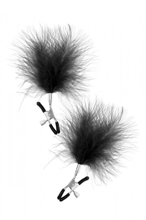 Зажимы на соски с черными пуховыми кисточками Sweet Caress Feather Nipple Clumps - Sweet Caress - купить с доставкой в Благовещенске