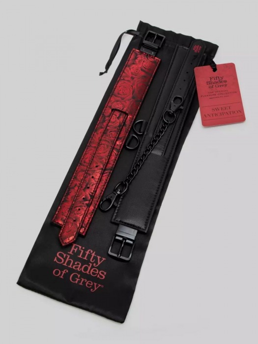 Красно-черные оковы Reversible Faux Leather Ankle Cuffs - Fifty Shades of Grey - купить с доставкой в Благовещенске