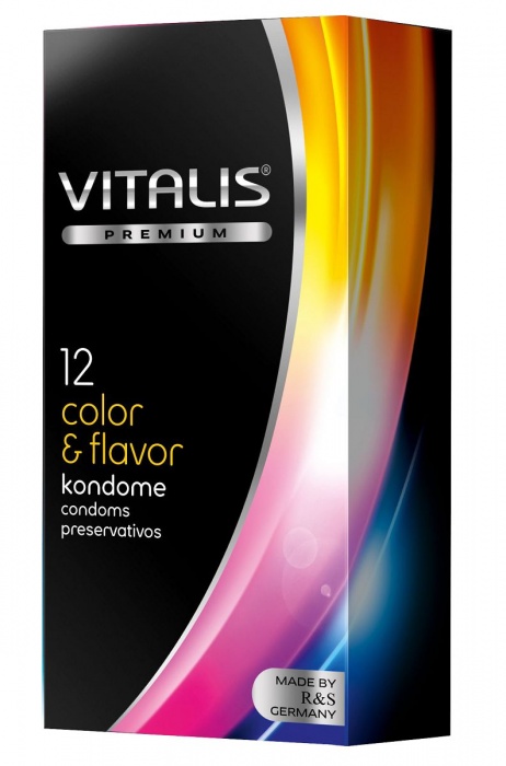 Цветные ароматизированные презервативы VITALIS PREMIUM color   flavor - 12 шт. - Vitalis - купить с доставкой в Благовещенске