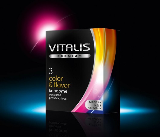 Цветные ароматизированные презервативы VITALIS PREMIUM color   flavor - 3 шт. - Vitalis - купить с доставкой в Благовещенске