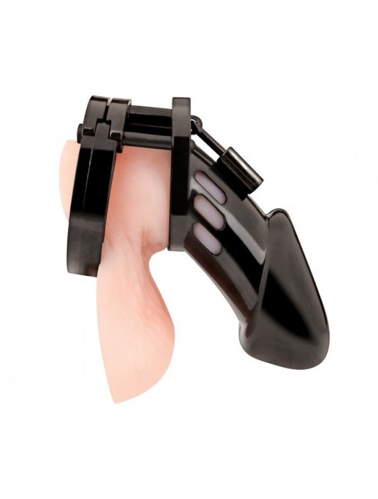 Черная акриловая клетка целомудрия для члена с замком - BlueLine - купить с доставкой в Благовещенске