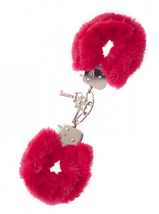 Металлические наручники с красной меховой опушкой METAL HANDCUFF WITH PLUSH RED - Dream Toys - купить с доставкой в Благовещенске