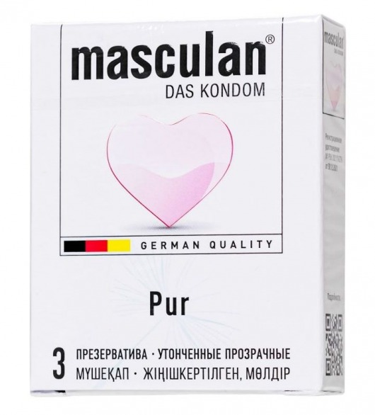 Супертонкие презервативы Masculan Pur - 3 шт. - Masculan - купить с доставкой в Благовещенске