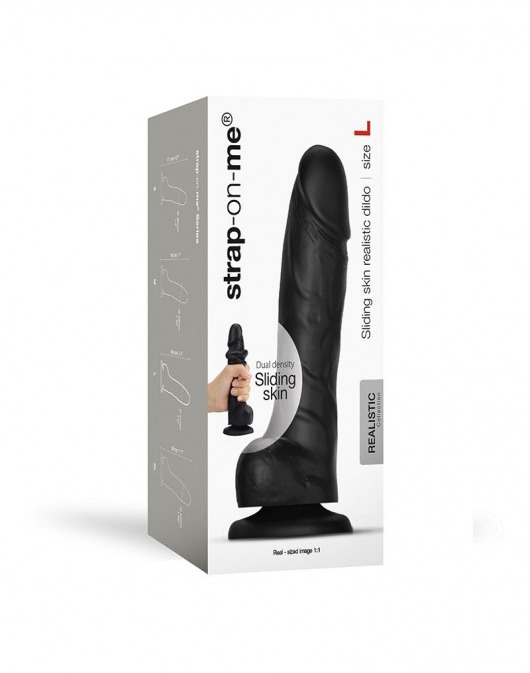 Черный фаллоимитатор Strap-On-Me Sliding Skin Realistic Dildo size L - Strap-on-me