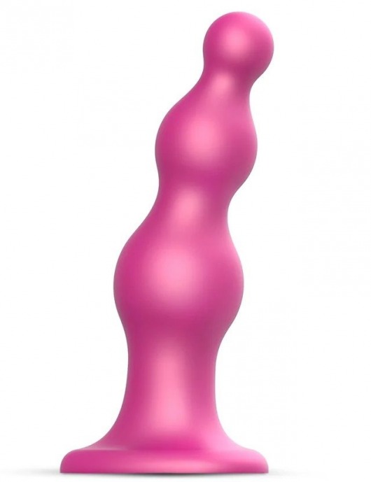 Розовая насадка Strap-On-Me Dildo Plug Beads size L - Strap-on-me - купить с доставкой в Благовещенске