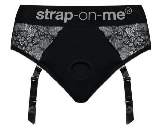 Черные трусики для насадок Diva Lingerie Harness - size S - Strap-on-me - купить с доставкой в Благовещенске
