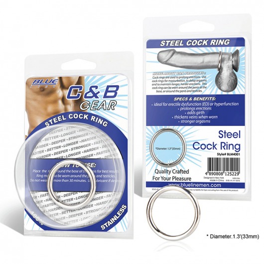 Стальное эрекционное кольцо STEEL COCK RING - 3.5 см. - BlueLine - в Благовещенске купить с доставкой