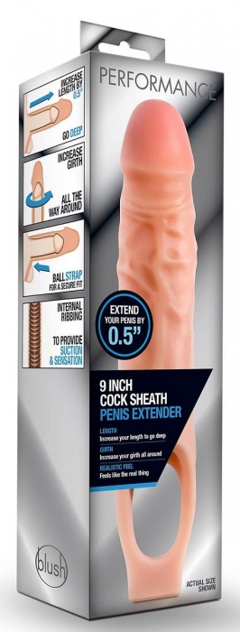Телесная насадка на пенис 9 Inch Cock Sheath Extender - 22,2 см. - Blush Novelties - в Благовещенске купить с доставкой