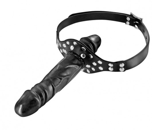 Черный кляп-фаллоимитатор Double Penis Gag - Fetish Tentation - купить с доставкой в Благовещенске