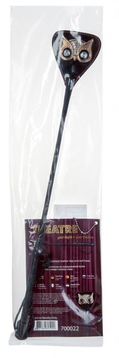 Чёрный стек с совой на кожаном наконечнике - 24 см. - ToyFa - купить с доставкой в Благовещенске
