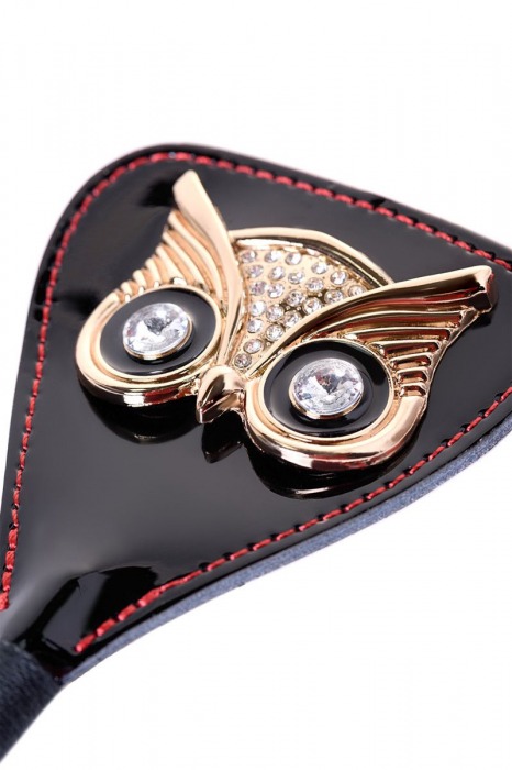 Чёрный стек с совой на кожаном наконечнике - 24 см. - ToyFa - купить с доставкой в Благовещенске