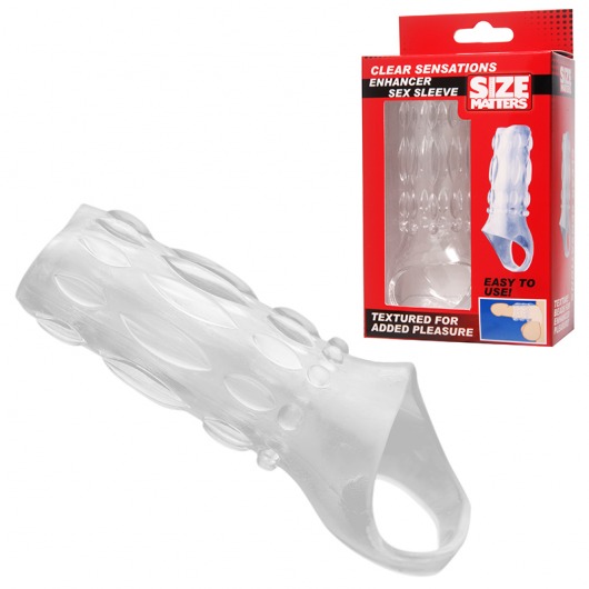 Насадка на пенис с кольцом для мошонки Clear Sensations Enhancer Sex Sleeve - 11,5 см. - XR Brands - в Благовещенске купить с доставкой