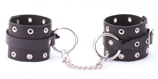 Черные кожаные оковы с люверсами - Crazy Handmade - купить с доставкой в Благовещенске
