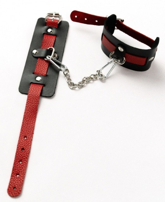 Черные оковы с красным декором и заклепками - Crazy Handmade - купить с доставкой в Благовещенске