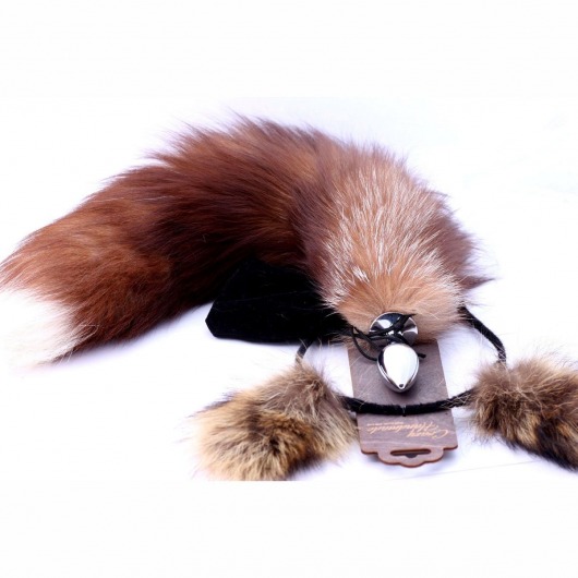 Игровой комплект: серебристая анальная пробка с пушистым хвостом и ободок-ушки - Crazy Handmade - купить с доставкой в Благовещенске