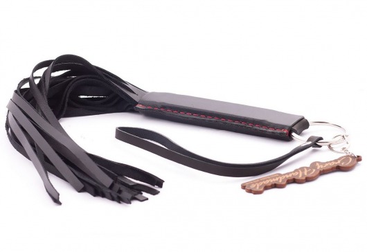 Черная кожаная плеть с удобной ручкой - 50 см. - Crazy Handmade - купить с доставкой в Благовещенске
