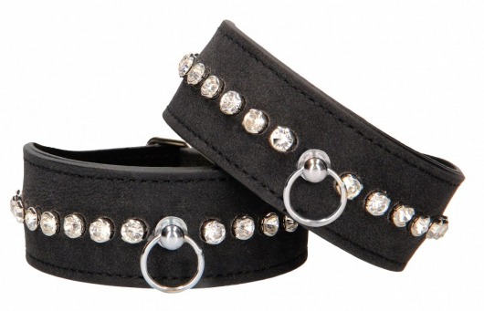 Черные поножи Diamond Studded Ankle Cuffs - Shots Media BV - купить с доставкой в Благовещенске