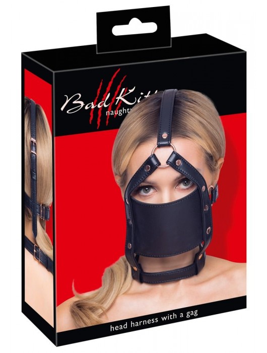 Черный намордник с кляпом-шаром Head Harness With A Gag - Orion - купить с доставкой в Благовещенске