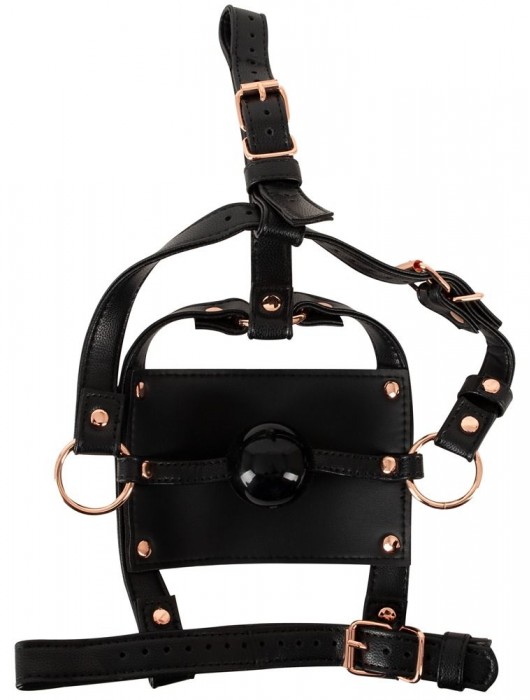 Черный намордник с кляпом-шаром Head Harness With A Gag - Orion - купить с доставкой в Благовещенске
