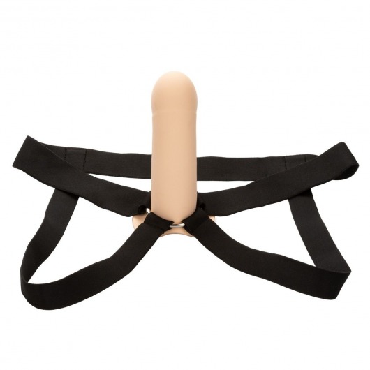 Телесный фаллопротез из силикона Extension with Harness - 15,75 см. - California Exotic Novelties - купить с доставкой в Благовещенске