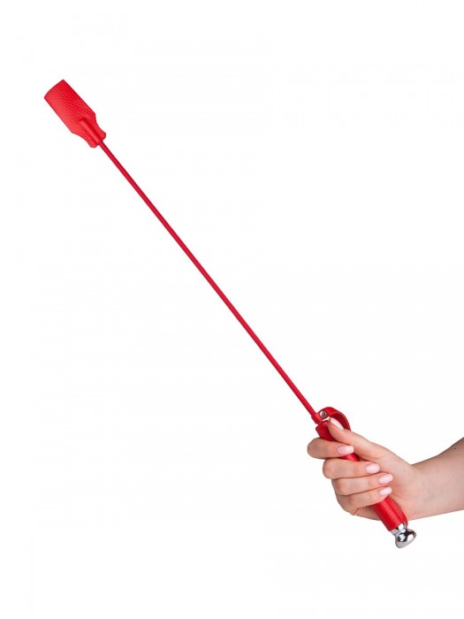 Красный стек с кожаной ручкой - 70 см. - Sitabella - купить с доставкой в Благовещенске